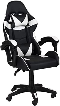 Totò Piccinni Sedia GAMING Ergonomica Reclinabile Girevole con cuscini in similpelle con rotelle e poggiatesta (Bianco)