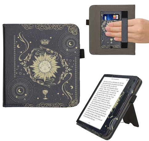 kwmobile Étui pour liseuse électronique Compatible avec Kobo Libra Colour - Étui Housse Protection Bleu foncé-Jaune-Noir
