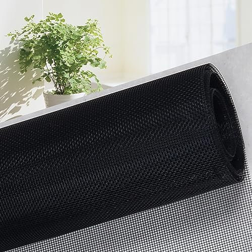 Premium Netzgitter für Fenster, 1,5 x 22 m, mit Pollenschutz-Technologie, um Fliegen, Käfer, Mücken und Kies fernzuhalten, Schwarz