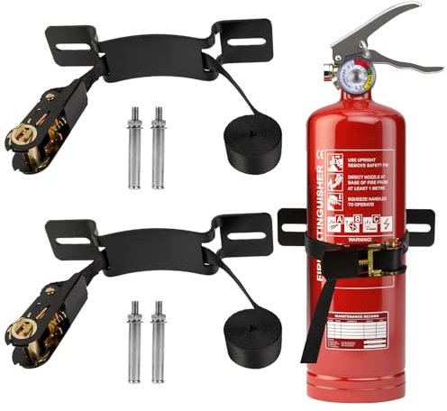 Zhichen star 2PCS Propane Tank Holder & Mount， Secure Ratchet Strap Design， Steel Wall-Mounted Bracket for Oxygen, Nitrogen, & Expansion Tanks， for mounting Various Gas cylinders (Black)