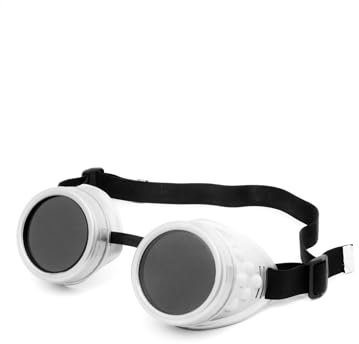 Steampunk Schweißerbrille - weiß - lustige Fake-Brille - Kostüm-Zubehör Karneval & Motto-Party