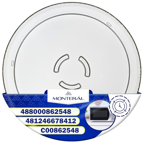 Piatto Microonde Universale Ø 250 mm Dispone di 3 Fissaggi con Codice Originale 481246678412 488000862548 C00862548 C00313978 per Bauknecht per Indesit per Whirlpool - MONTERAL