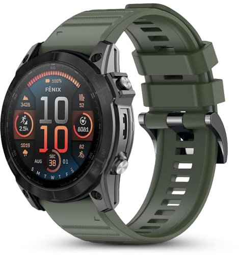CHULN 26mm Correa Compatible con Garmin Fenix 8 51mm/Fenix 7X Pro/Fenix 7X/Fenix 6X/Fenix 6X Pro/Fenix 5X/Fenix 5X Plus, Ajustable Reloj Correa de Suave Silicona de Repuesto para Smartwatch.(No host)