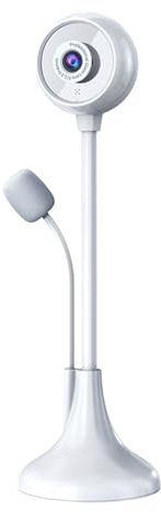 Hapivida 1080p HD-Webcam, USB-Desktop-Stand-up-Kamera mit mikrofon einstellbarem Rohr 360 ° Computerkamera Handbuch Schwerpunkt Weitwinkellinse zum Konferenzen Live-Streaming (Weiß)