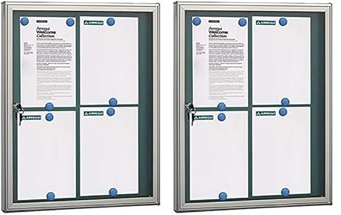 ARREGUI PAN-72 Aluminium für 4 DIN A4 Blätter | Wetterfester Schaukasten | Magnetischer Infokasten mit Schlüssel | Infoboard | Infotafel | 8 Magnete inkl. | 69 x 55 x 4,7 cm | Silber (Packung mit 2)