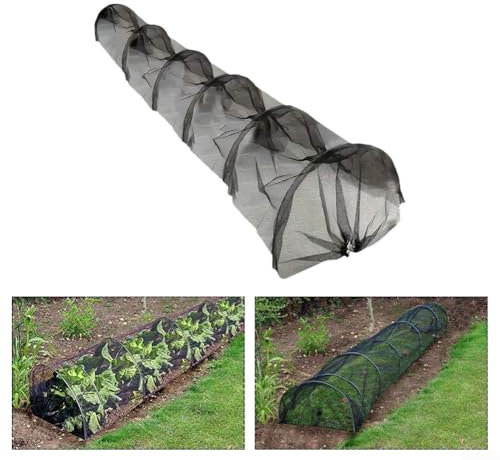 Sumsoctober Polytunnel Black Grow Tunnel Micromesh Polytunnel for Garden – 300×45×45cm Grow Tunnel for Plant Protection, Greenhouse for Vegetables, Herbs, Flowers, Easy Setup with Metal Frame