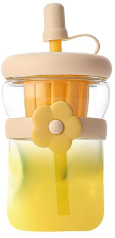 Genérico Botella De Agua De Vidrio Transparente - Botella De Agua De Vidrio Con Ancha,Termo Grande Con Tapa Antifugas Para Bebidas, Leche, Café, Té Y Refrescos