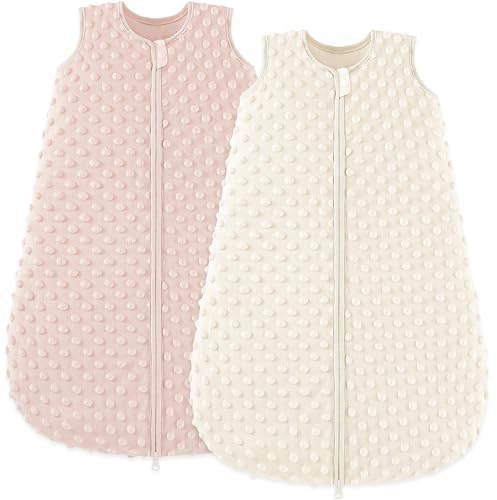 Bearmoss Schlafsack Baby 1.5 Tog - 2er Pack Winterschlafsack Herbst Babyschlafsack Winter Herbst für Jungen Mädchen Neugeborene (Rosa, 78cm)