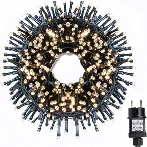 gresonic Guirlande Lumineuse Extra Blanc Chaud de 15m,500LED lumières-courant Déco pour intérieur extérieur jardin arbre de Noël mariage (500LED 15m)