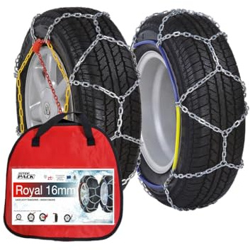 Inter Pack Schneeketten Royal 247 für Reifen 215/85/16, 16 mm verstärkte Glieder für SUV und Transporter, Rautenmuster Standmontage mit ÖNORM V5117 Zulassung