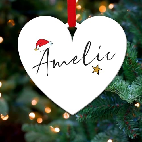 Personalised Christmas Tree Decorations Baubles with Customised Name | Acrylic Xmas Tree Decoration Hanging Ornaments | Personalised Bauble Gifts for Xmas Decorations