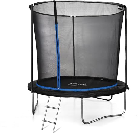 Plum 8ft/10ft Garden Trampoline with Safety Enclosure Net & Ladder | No exposed springs – net seals off the frame • EN71 Safety certified • Galvanised rust-free steel • 2 Year Warranty