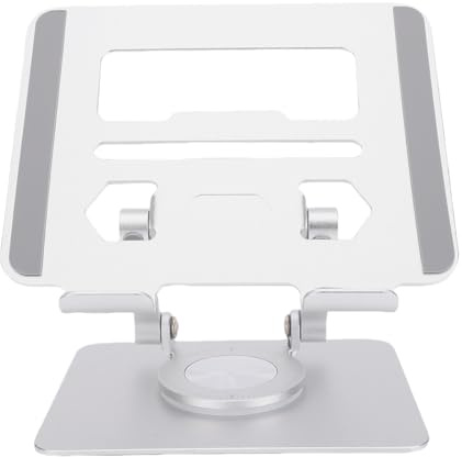 KKPLZZ Tablet Stand, 360 Degree Rotating Base Adjustable Aluminum Alloy Holder with Foldable Design for 5.8 to 12.9 Inch Tablets Electronic Readers (Silver)