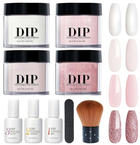 10 Teile/satz Dip Pulver Nagel Kit 4 Farbe Nagel Pulver Flüssigkeit Set mit Basis & Top Coat Aktivator für Französisch Nägel Kunst Maniküre Salon DIY zu Hause