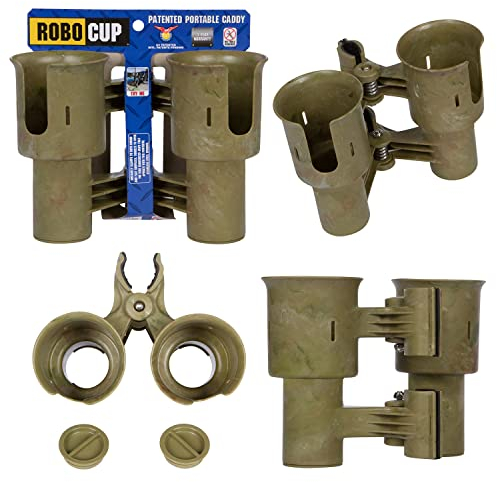 RoboCup Doppelbecherhalter, Klemme auf dem Clip auf viele Anwendungen: Getränke, Angelruten, Werkzeuge, Trommelstock, Strand in Mehreren Farben (camo)