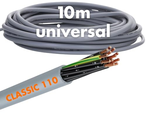 10 Meter Lapp 1119310 Ölflex Classic 110 PVC-Steuerleitung 10x1,5 mm² mit grün-gelben Schutzleiter 10G1,5 mm² I Steuerkabel 10 adrig I Kabel 10 adrig