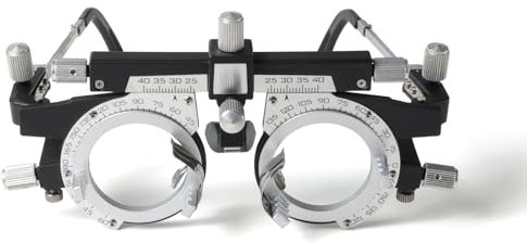 Dhoptical Adjustable Optical Trial Lens Frame, PD 48-80mm, Lightweight Alloy Optometry Frame with Adjustable Temples, Nose Bridge, and 4-Slot Insert Lense, White