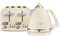 De'Longhi Argento Flora KBX3016 Kettle (3kW) and CTO4 4-Slice Toaster (1800W) (Beige)