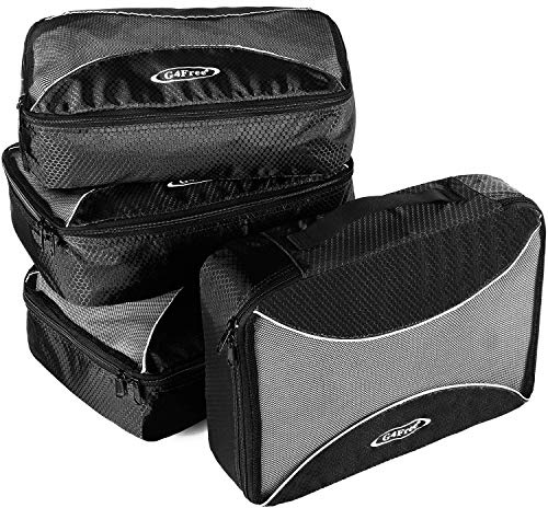 G4Free 4pcs/6pcs/7pcs Packing Cubes Suitcase Organiser Packing Bags Luggage Organiser Value Set for Travel Home Storage (4 Medium, Black)