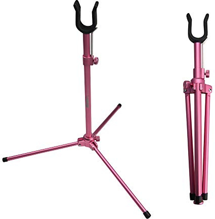 AMEYXGS Archery Bow Stands Recurve Bows Holder Aluminum Alloy Bowstand for Recurve Bow Longbow Takedown Bow (Pink)