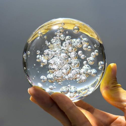 ChezMax Kristallglas Marbles Wasserbrunnen Bubble Ball Runde Glaskugeln Deko Kugel Home Office Store Fotografie Decor Kristallkugel, 100 mm