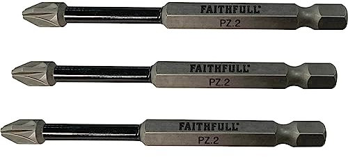 Faithfull FAISBPZ275IM Impact Screwdriver Bits (3 Pack) PZ2 Length 75mm