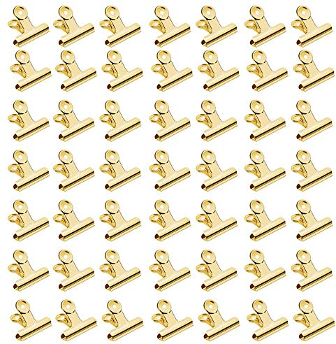 Klammern Gold, Kleine Klammern, 60pcs Goldene Klammern, Kleine Bulldogge Klammer Datei Papiergeld Klemmen für Büros (Licht-Gold, 22mm)