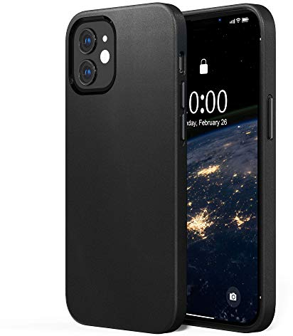 SURPHY Leather Case Compatible with iPhone 12 mini Case 5.4 inch, Premium PU Leather Case Cover (with Metallic Buttons & Microfiber Lining) for iPhone 12 mini (Black)