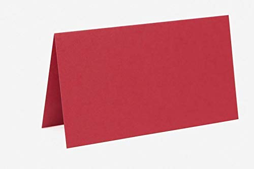 Paper24 je 25 farbige Blanko Tischkarten, Platzkarten 5x9 cm in Rot