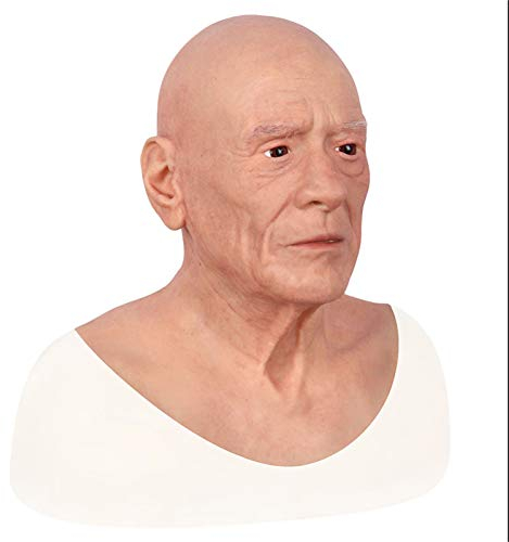 FSYH Maschera da Testa in Silicone da Uomo Anziano Volto Maschile Realistico per La Festa in Maschera di Halloween Decorazioni Realistiche Costumi in Lattice Altro (Non Contiene Accessori),A