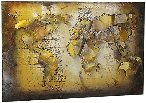 Kobolo Wandbild Wanddeko Metallbild 3D-Bild - Weltkarte - 108x72 cm