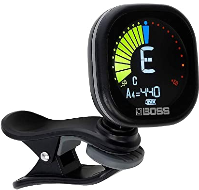 BOSS Tu-05 Rechargeable Chromatic Clip-On Tuner for Guitar, Bass And Ukulele | Reliable And Precise Battery Powered Tuner with Large High-Contrast Colour Display And BOSS Warranty