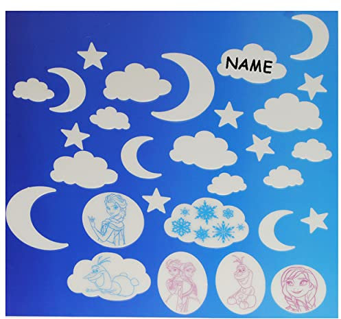 alles-meine.de GmbH die Eiskönigin/Frozen - Glow in The Dark - Sticker - incl. Name - Leuchtfiguren - Leuchten im Dunkeln - als Deko Sticker oder zum Hinhängen/Mobile - L..