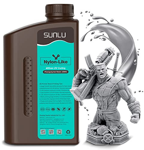 SUNLU Nylon-ähnliches 3D-Druckharz 1KG, hochfestes und langlebiges Photopolymerharz für LCD/DLP/SLA-Drucker, 395-405nm UV-Härtung, ideal für Funktionsteile, Prototypen, 1000G Grau