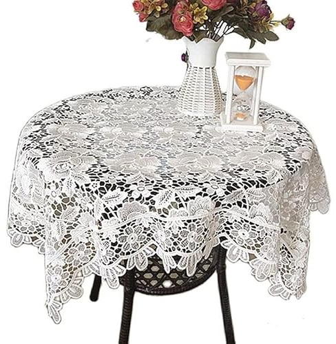 Yulakes Polyester Spitze Stickerei Tisch Tischset ,Spitzen Tischdecke Spitzendeckchen Baumwolle Placemat Blume Matte,Spitzendeckchen Häkeldeckchen Tischdecke (70x70cm)