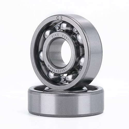 XiKe 2 Pcs 6201 C3 Kugellager 12x32x10mm Offene Bauweise und Chromstahl, Passend für DIY, Auto, Motorrad, ATV, Getriebe, Motor, CNC, Industrie, Landwirtschaft und Gartengeräte.