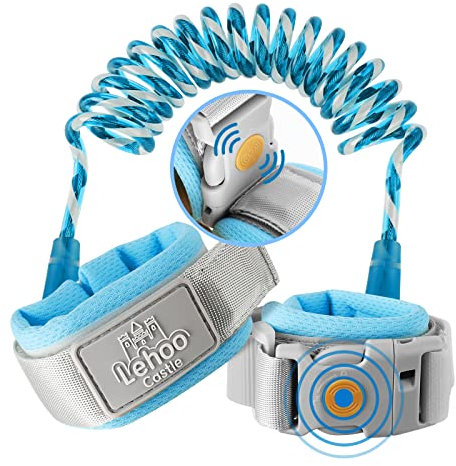 Lehoo Castle Baby Reins for Walking, 1.5M Toddler Reins for Kids with Induction Lock, Anti Lost Wrist Link Wrist Reins, Child Safety Harness for Autism Boys Girls (Light Blue)