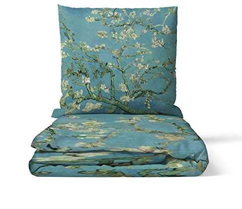 fotobar Motivbettwäsche Van Gogh - Mandelblüte Baumwolle Größe 135 x 200 cm + 80 x 80 cm