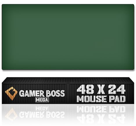 Gamer Boss - Gaming Mouse Pad with Stitched Edges, Non-Slip Rubber Base Mouse Mat, Premium Cloth Mousepad, Desk Mat for Laptop, Computer & PC, 48 x 24 Inches 4mm Thick (Mega, Dark Green)