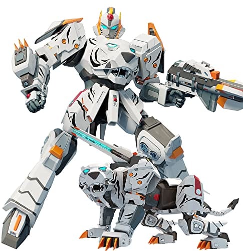 XUEXUE 10 Tiger Robot Toy for Kids - Animal Deformation Assembly Robot for Boys & Girls Ages 6-12 (White) ((White))