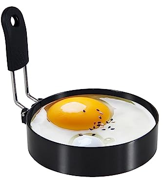 LXLOVESM 3.5'' Egg Rings with Silicone Handle, Stainless Steel Egg Cooking Rings,Nonstick,For Frying Eggs and English Muffins Pancake, Egg Mold Shaper For Breakfast