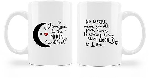 kunlisa Couples Coffee Mugs Set,Long Distance Relationship Gifts,Love Gifts for Her,Couple Gifts for Him Her Husband Wife Boyfriend Girlfriend,Love You to the Moon and Back Matching Mugs 11 Ounce