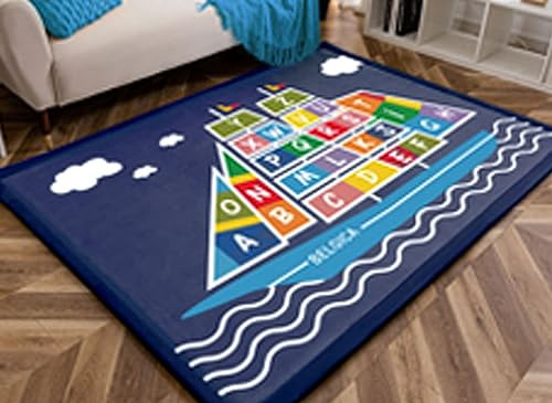 Dmkjdzsw Baby-Spielmatte, Krabbelmatte Kinderteppich, Rechteckig, Größen, Tatami-Yogamatte-Alphabet sailboat-120 * 120cm