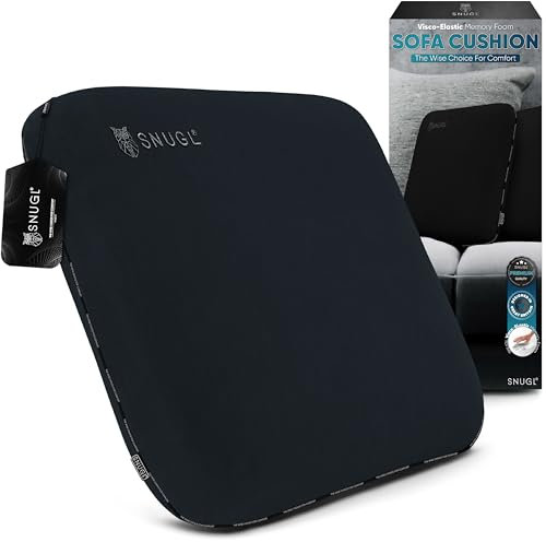 SNUGL Cojín de Sofá Espuma Viscoelástica – Retención de Forma, Terciopelo Hipoalergénico, Soporte Ergonómico, Funda Extraíble y Lavable, Ideal para Hogar y Sofá (Gris Oscuro)
