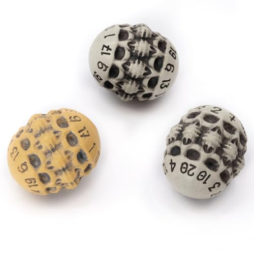 LYNX Set Dadi D20 - Set di Tre Dadi 20 Facce - Dadi per GDR a Tema Teschio & Ossa. Regalo Fresco e Unico per Dungeons & Dragons (DND), Warhammer, D&D, Pathfinder, Magic The Gathering (MTG). (Misto)