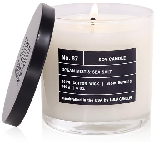 Lulu Candles | Ocean Mist & Sea Salt | Smells Like a Walk on the Beach | Luxury Scented Soy Jar Candle | Hand Poured in The USA | Highly Scented & Long Lasting- 6 Oz.
