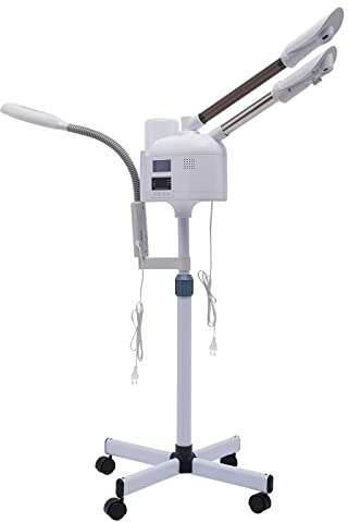 TaNeHaKi Vapeur vertical pour le visage - Sauna facial - Appareil à vapeur pour le visage - Nettoyeur de pores - Cosmétique - Avec lumière LED et loupe - 750 W