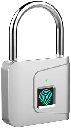 Vorhängeschloss Fingerabdruck,Wasserdicht Fitnessstudio Vorhängeschloss,Elektronisches Vorhängeschloss mit Fingerabdruck,für Tür,Garage,Schule,Lagerhäuser,Silber