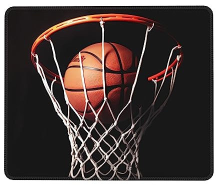 Petit Tapis de Souris d'Ordinateur Imprimé Basket-Ball pour Homme et Femme - Base Antidérapante pour Souris Sans Fil - Compatible Ordinateur Portable