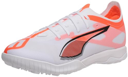 PUMA Unisex Ultra 5 Match TT Soccer Shoe, White Black-Glowing RED, 8.5 UK